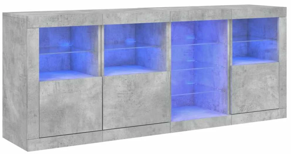 Šoninė spintelė su LED lemputėmis, betono pilka, 164x37x67cm