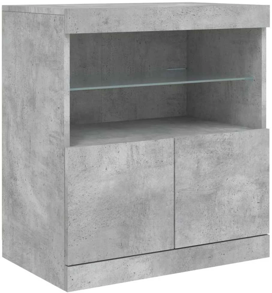 Šoninė spintelė su LED lemputėmis, betono pilka, 181,5x37x67cm