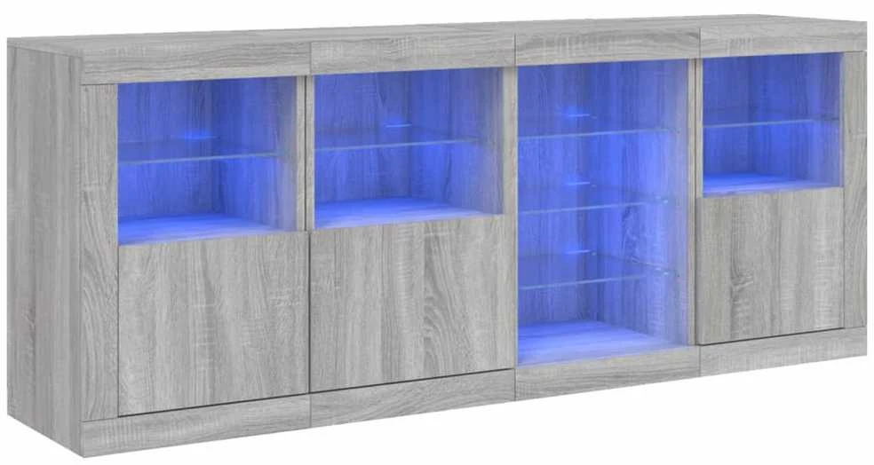 Šoninė spintelė su LED lemputėmis, pilka ąžuolo, 164x37x67cm