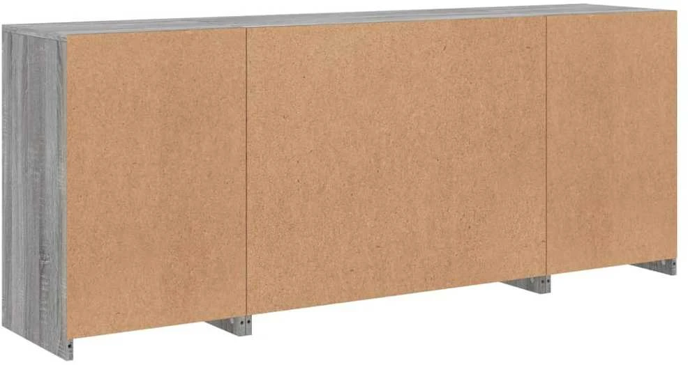 Šoninė spintelė su LED lemputėmis, pilka ąžuolo, 163x37x67cm