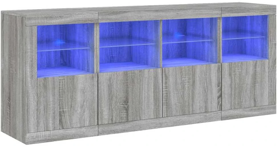 Šoninė spintelė su LED lemputėmis, pilka ąžuolo, 163x37x67cm