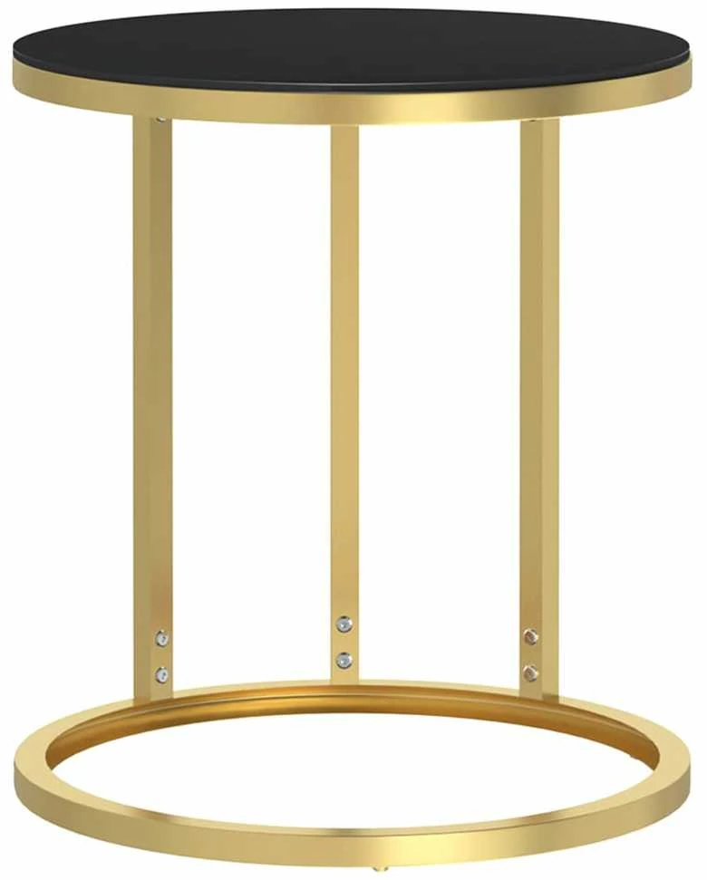 Šoninis staliukas, auksinis/juodas, 45cm, grūdintas stiklas