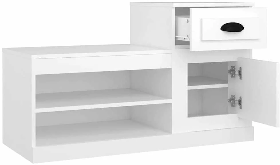 Spintelė batams, baltos spalvos, 100x42x60cm, apdirbta mediena
