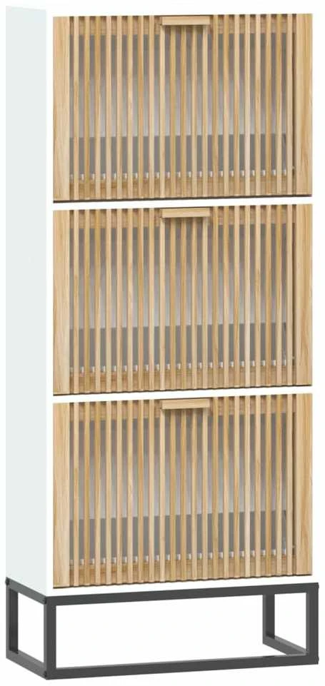 Spintelė batams, baltos spalvos, 52x25x120cm, apdirbta mediena