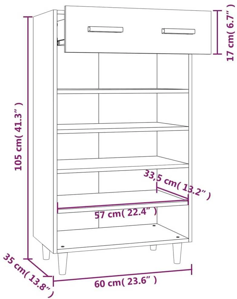 Spintelė batams, betono pilka, 60x35x105cm, apdirbta mediena