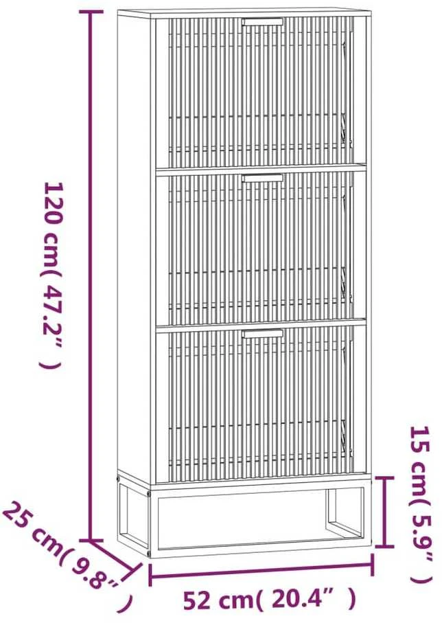 Spintelė batams, juodos spalvos, 52x25x120cm, apdirbta mediena
