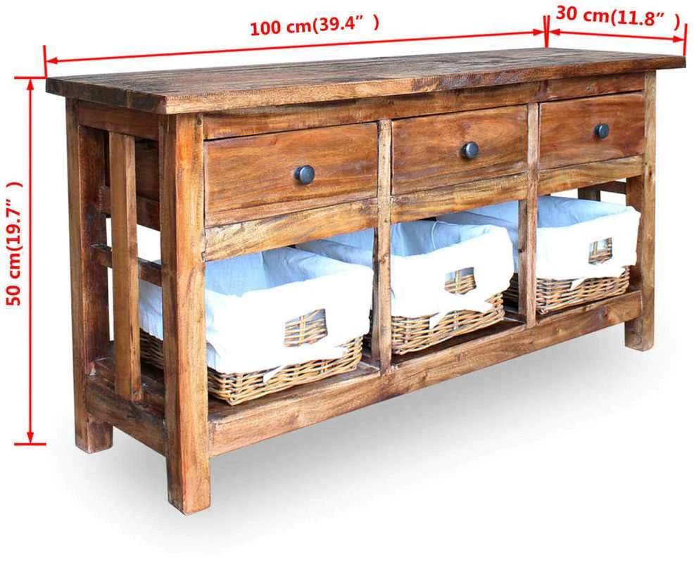 Šoninė spintelė, 100x30x50cm, raudonmedžio medienos masyvas