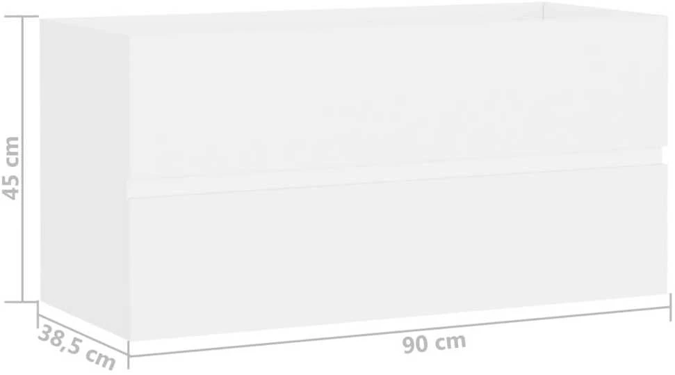 Spintelė praustuvui, balta, 90x38,5x45cm, apdirbta mediena