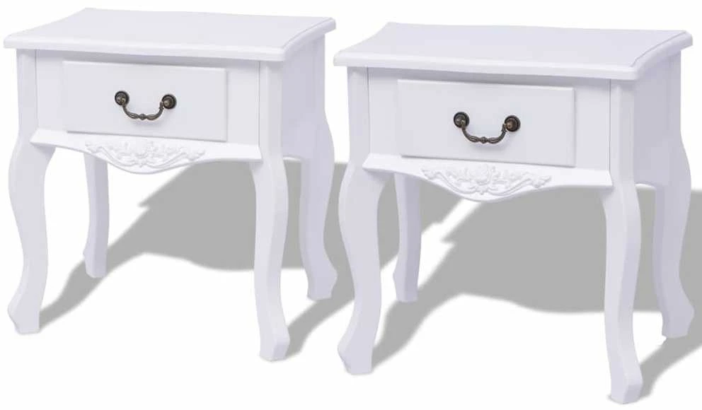 Spintelė prie lovos, 2 vnt., MDF, balta