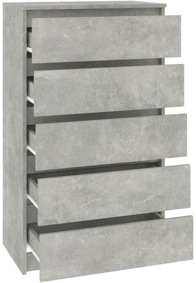 Spintelė su stalčiais, betono pilka, 60x36x103cm, mediena