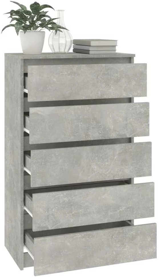 Spintelė su stalčiais, betono pilka, 60x36x103cm, mediena