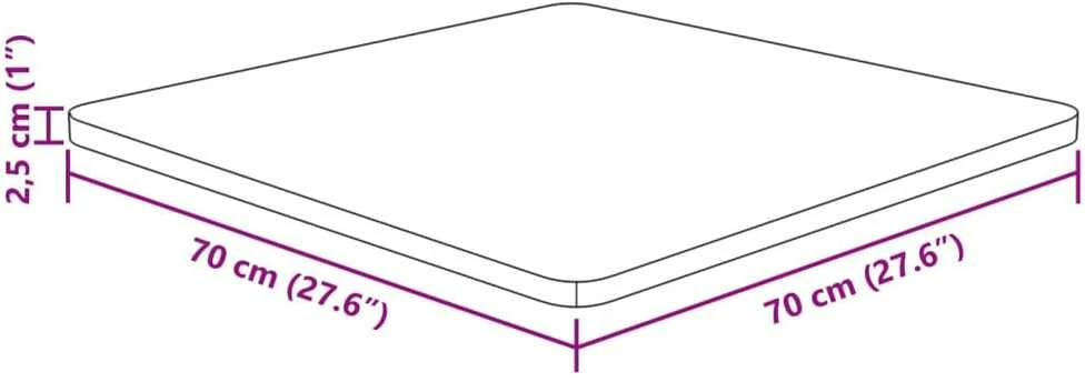 Stalviršis, 70x70x2,5cm, neapdorotas ąžuolo medienos masyvas