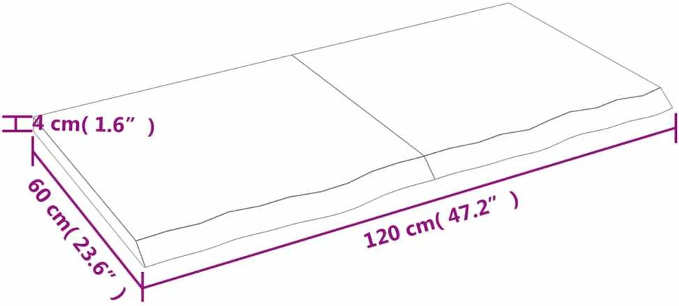 Stalviršis, šviesiai rudas, 120x60x(2-4) cm, medienos masyvas