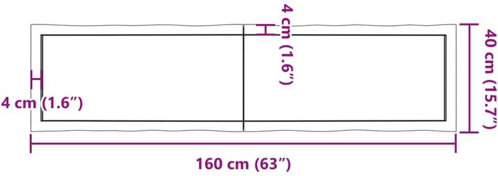 Stalviršis, tamsiai ruda, 160x40x(2-4) cm, medienos masyvas