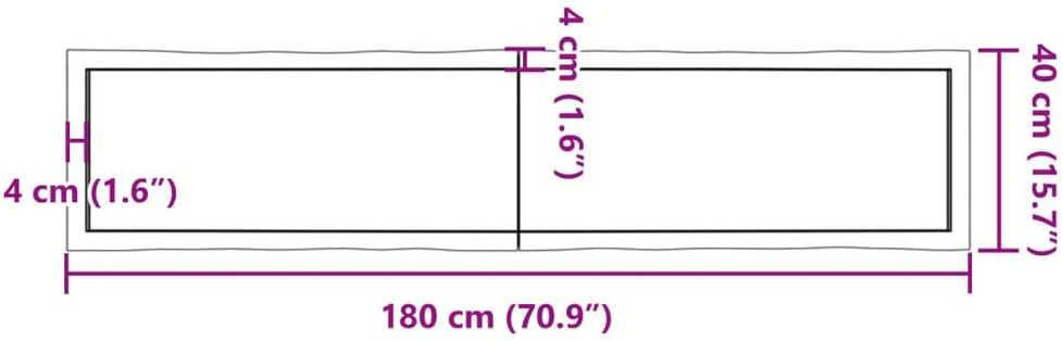 Stalviršis, tamsiai ruda, 180x40x(2-6) cm, medienos masyvas