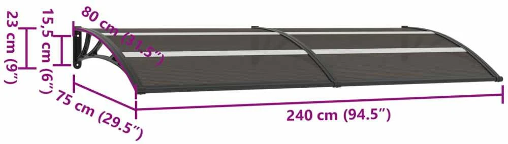 Stogelis durims, juodos spalvos, 240x75cm, PC