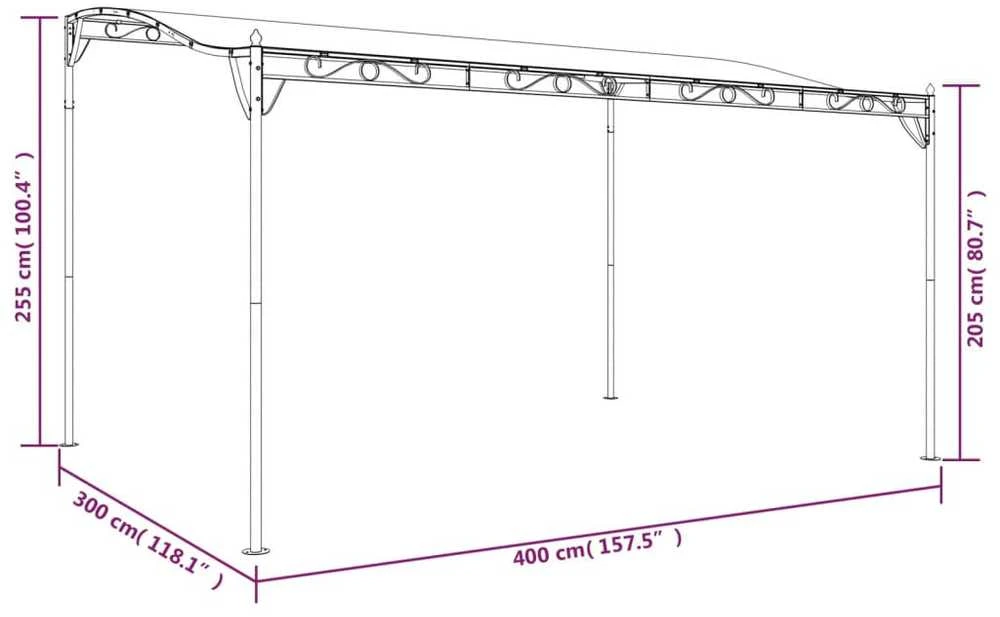 Stoginė, taupe spalvos, 4x3m, audinys ir plienas, 180g/m²