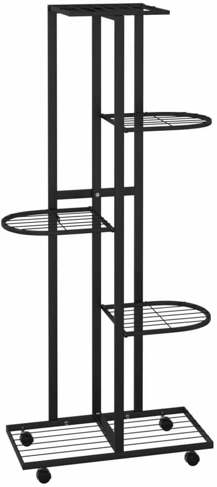 Stovas gėlėms su ratukais, juodas, 44x23x100cm, geležis