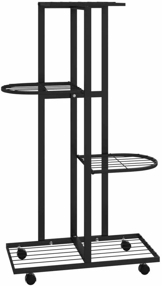 Stovas gėlėms su ratukais, juodas, 44x23x80cm, geležis