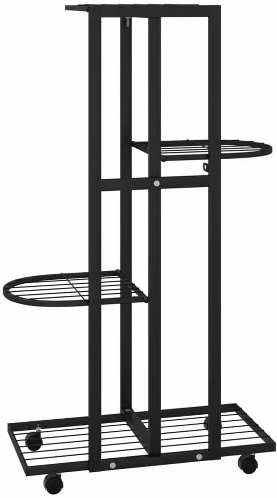 Stovas gėlėms su ratukais, juodas, 44x23x80cm, geležis