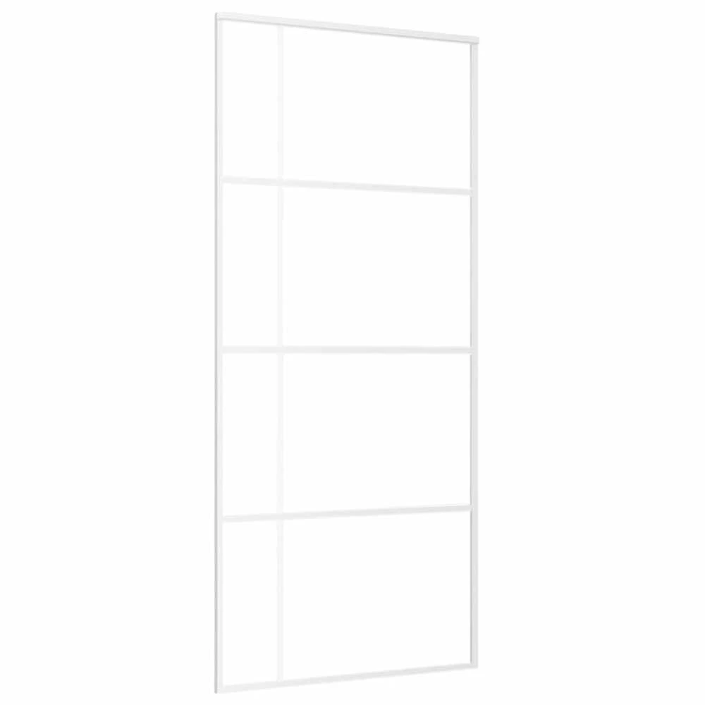 Stumdomos durys, baltos, 90x205cm, ESG stiklas ir aliuminis