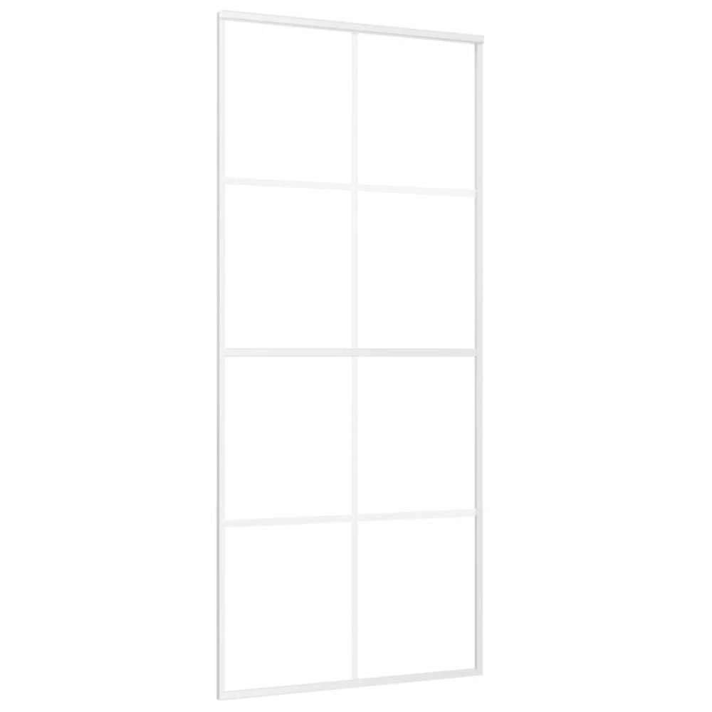 Stumdomos durys, baltos, 90x205cm, ESG stiklas ir aliuminis