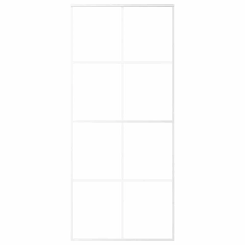 Stumdomos durys, baltos, 90x205cm, ESG stiklas ir aliuminis