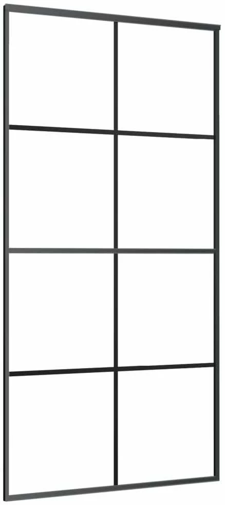 Stumdomos durys, juodos, 102,5x205cm, aliuminis ir ESG stiklas