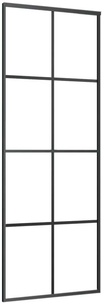Stumdomos durys, juodos, 76x205cm, aliuminis ir ESG stiklas