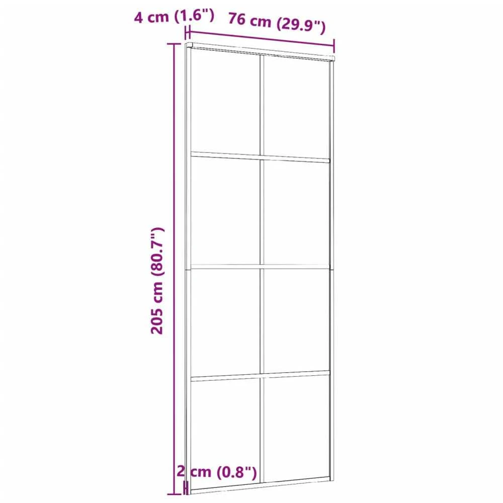 Stumdomos durys, juodos, 76x205cm, aliuminis ir ESG stiklas