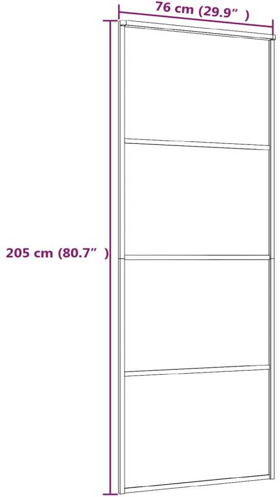 Stumdomos durys, juodos, 76x205cm, aliuminis ir ESG stiklas