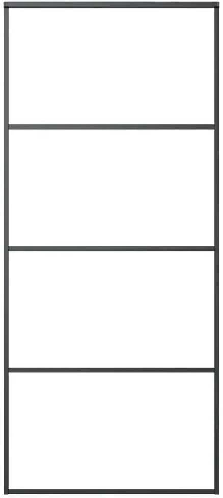 Stumdomos durys, juodos, 90x205cm, aliuminis ir ESG stiklas