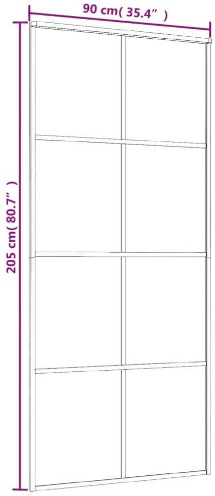 Stumdomos durys, juodos, 90x205cm, ESG stiklas ir aliuminis
