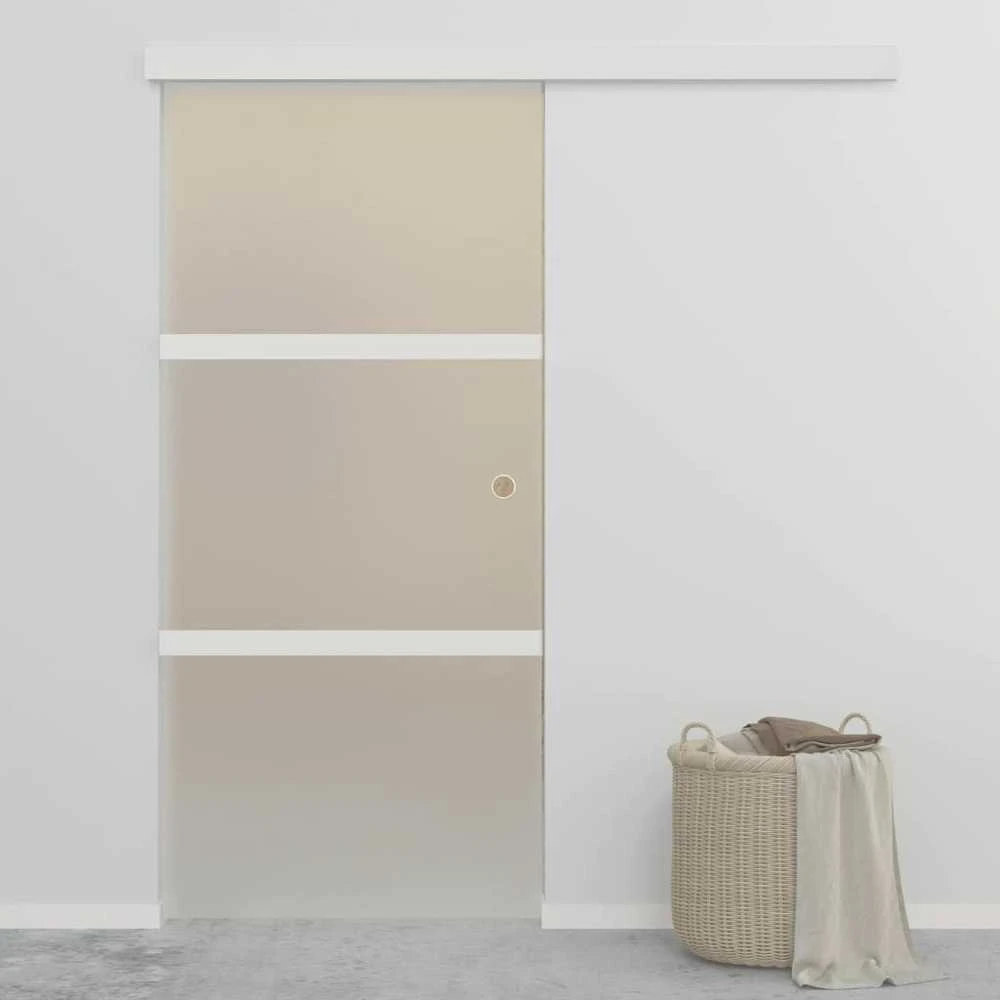 Stumdomos durys, sidabrinės, 90x205cm, aliuminis ir ESG stiklas