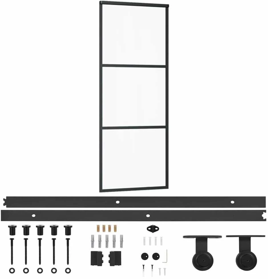 Stumdomos durys su įrangos rinkiniu, 76x205cm, ESG ir aliuminis