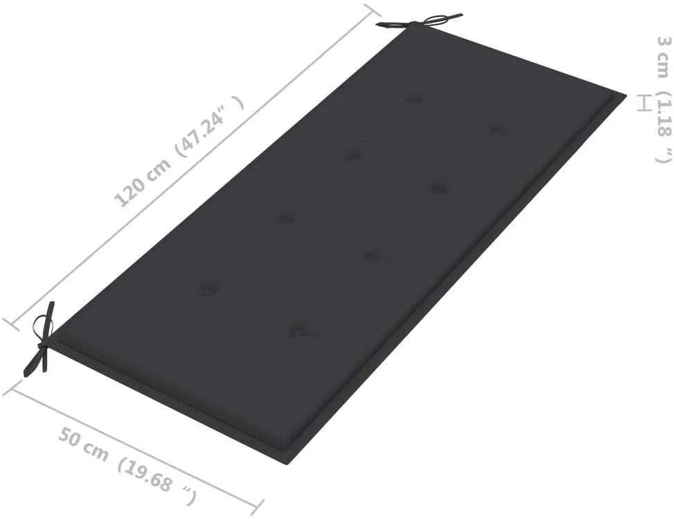Sudedamas sodo suoliukas su pagalvėle, 128,5cm, tikmedis