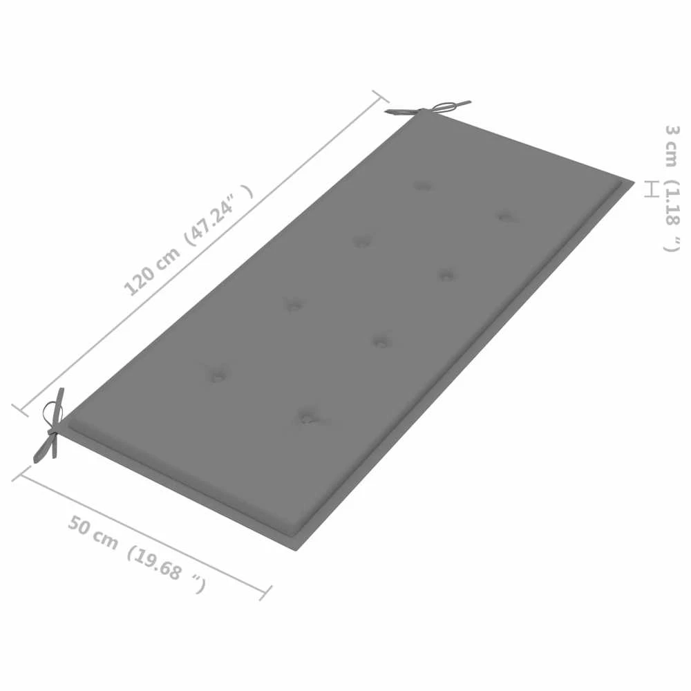 Sudedamas sodo suoliukas su pagalvėle, 128,5cm, tikmedis