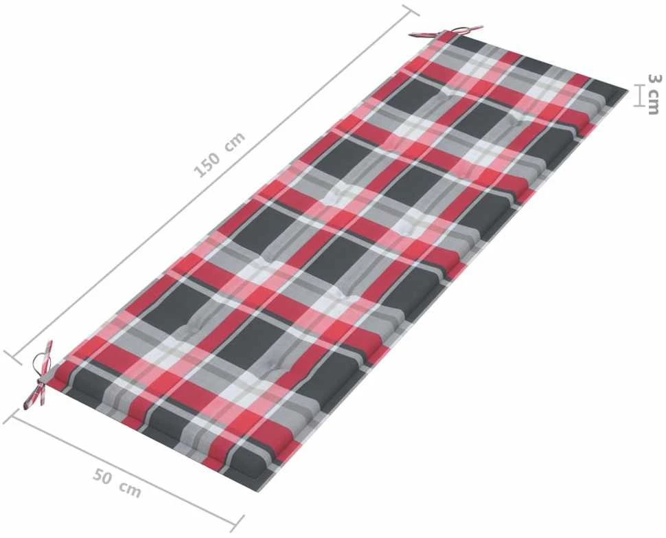 Sudedamas sodo suoliukas su pagalvėle, 159 cm, tikmedis