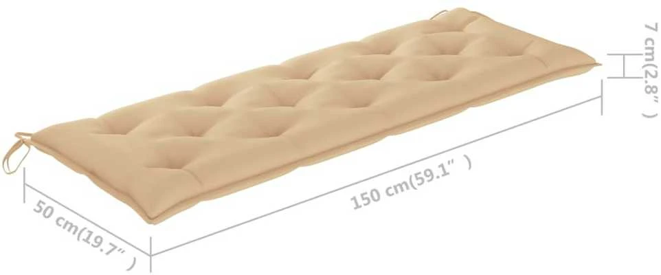 Sudedamas sodo suoliukas su pagalvėle, 159 cm, tikmedis