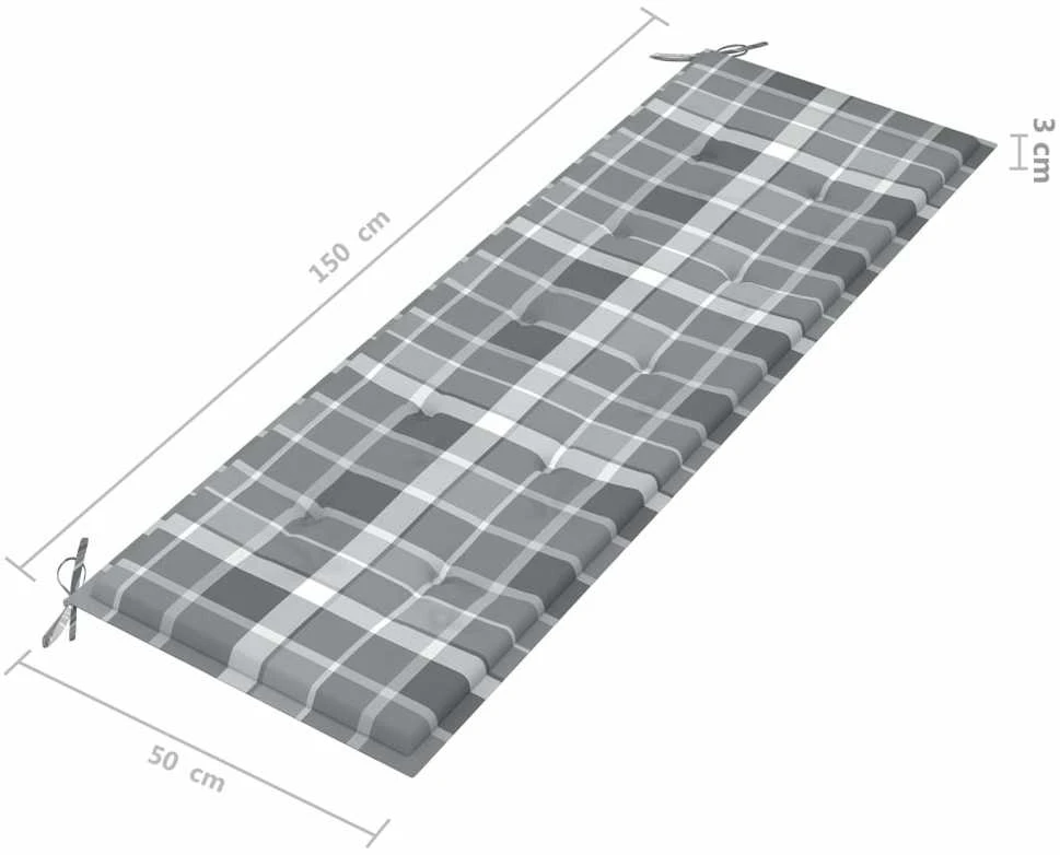 Sudedamas sodo suoliukas su pagalvėle, 159 cm, tikmedis
