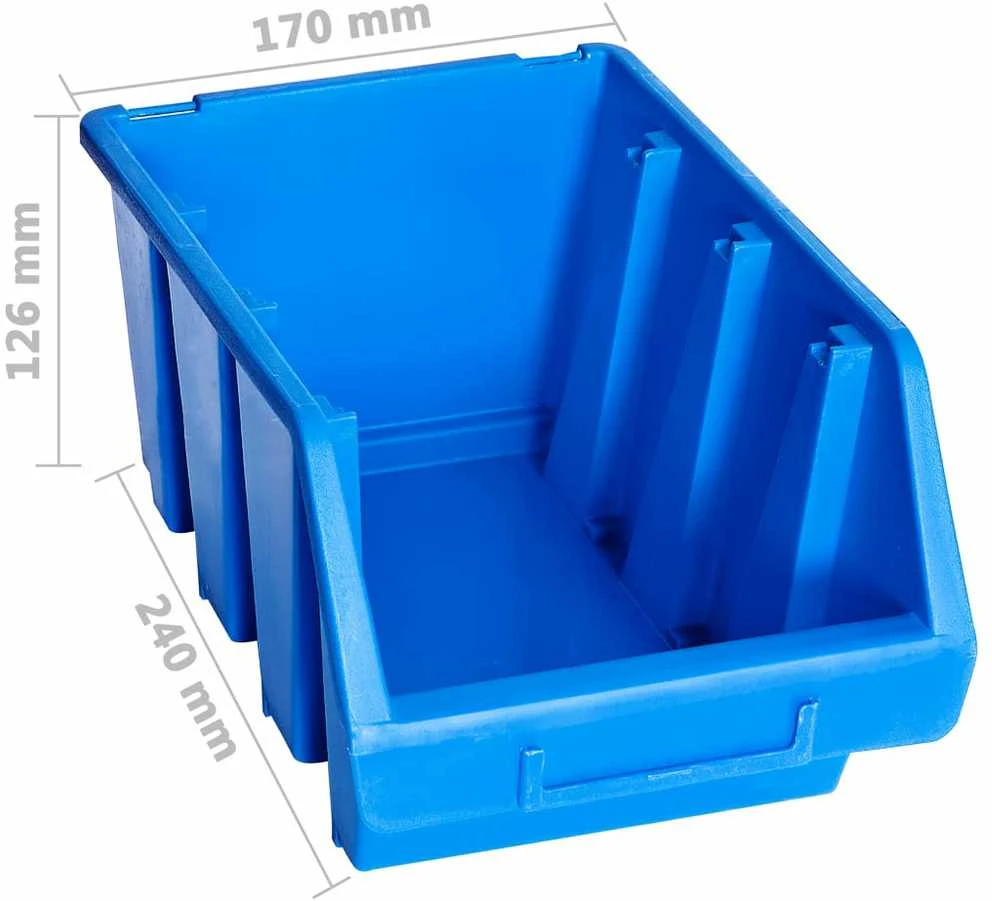 Sudedamos sandėliavimo dėžės, 20vnt., mėlynos, plastikas