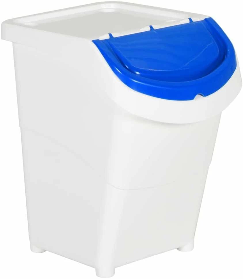 Sukraunamos šiukšliadėžės su dangčiais, 3vnt., baltos, PP, 120l