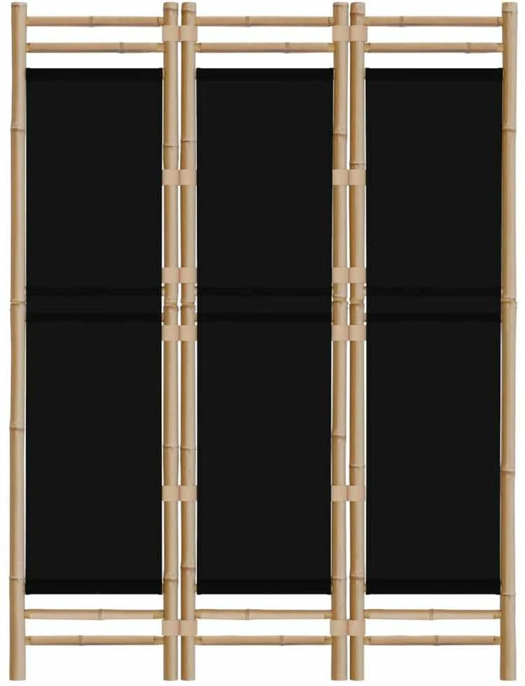 Sulankstoma kambario pertvara, 3 dalių, 120cm, bambukas/drobė