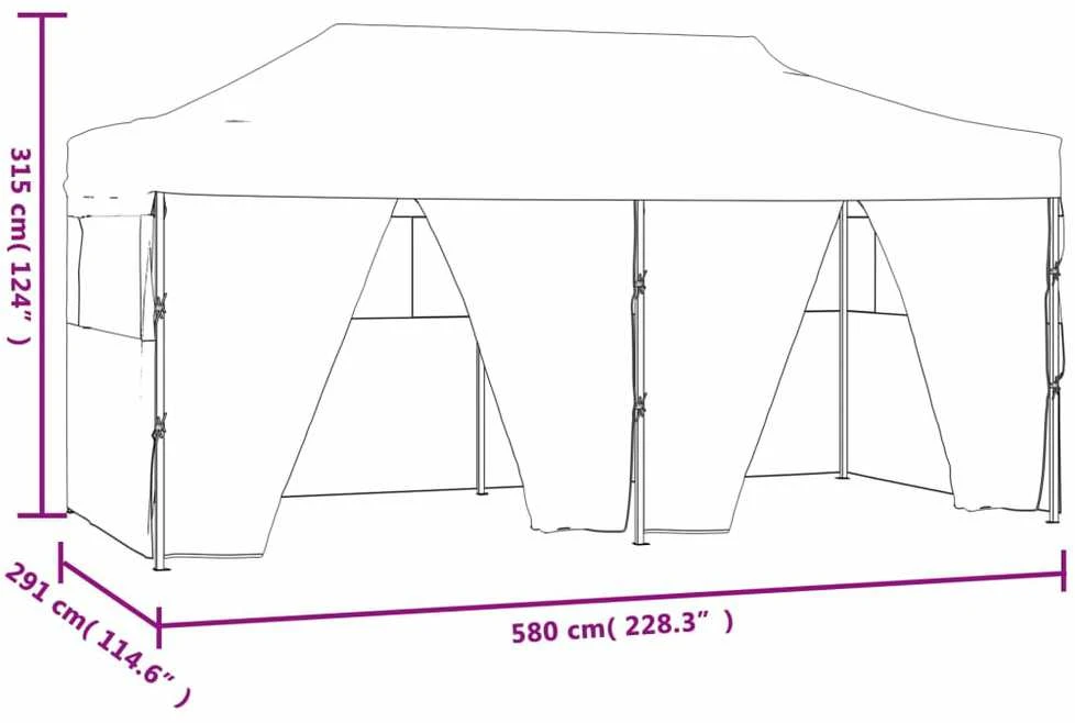 Sulankstoma palapinė su 4 sienomis, balta, 3x6m, plienas