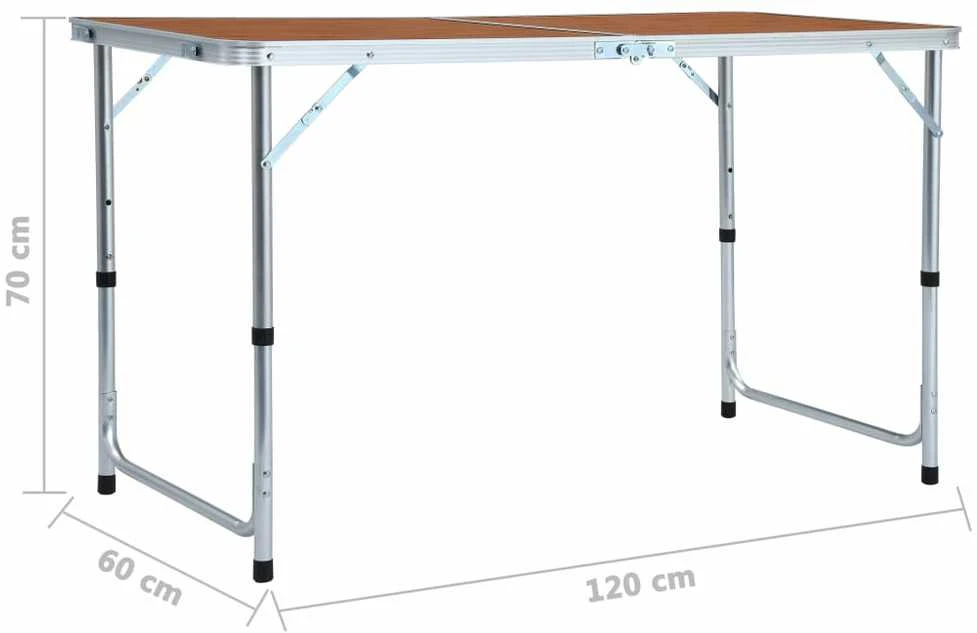 Sulankstomas stovyklavimo stalas, 120x60cm, aliuminis