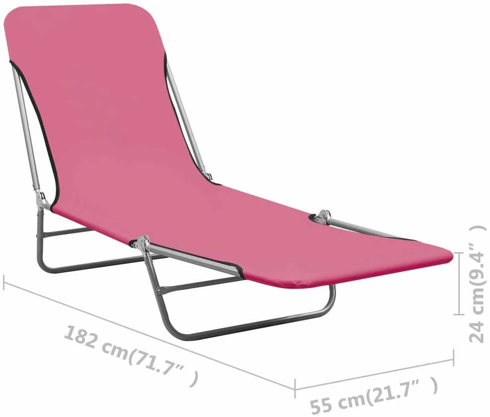 Sofa Sulankstomi saulės gultai, 2vnt., rožiniai, plienas ir audinys