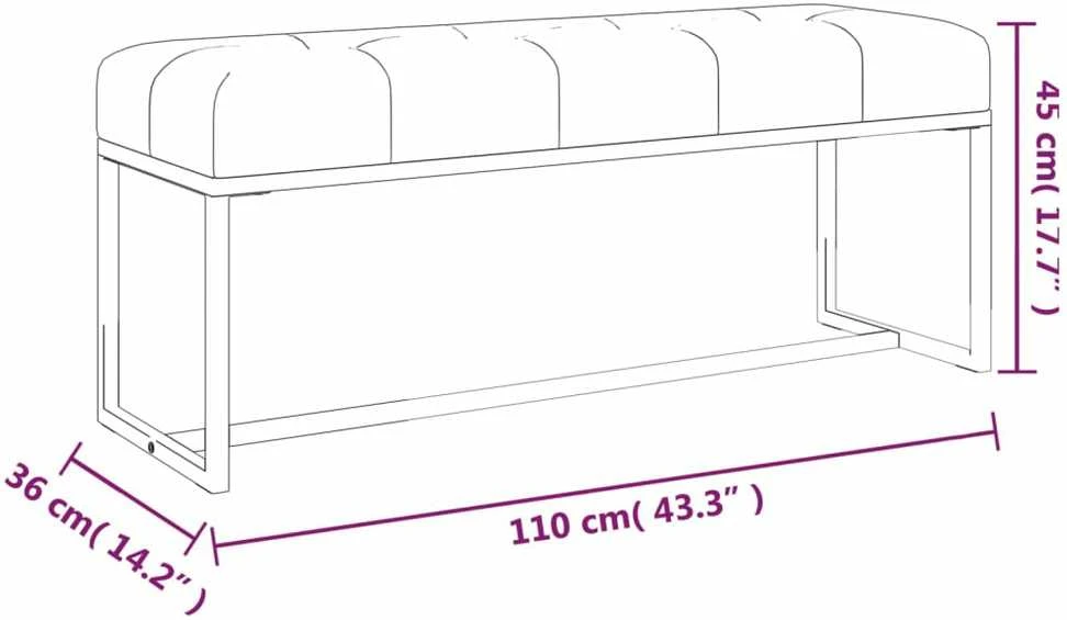 Suoliukas, pilkos spalvos, 110x36x45cm, aksomas