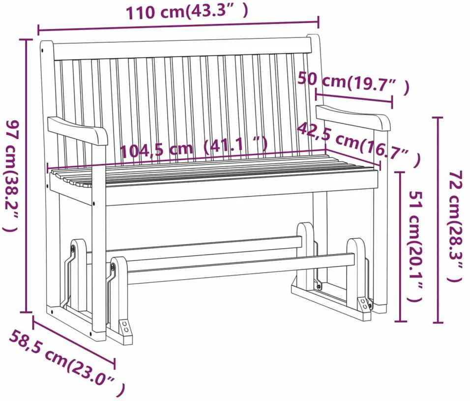 Supamas sodo suoliukas, 110cm, akacijos medienos masyvas