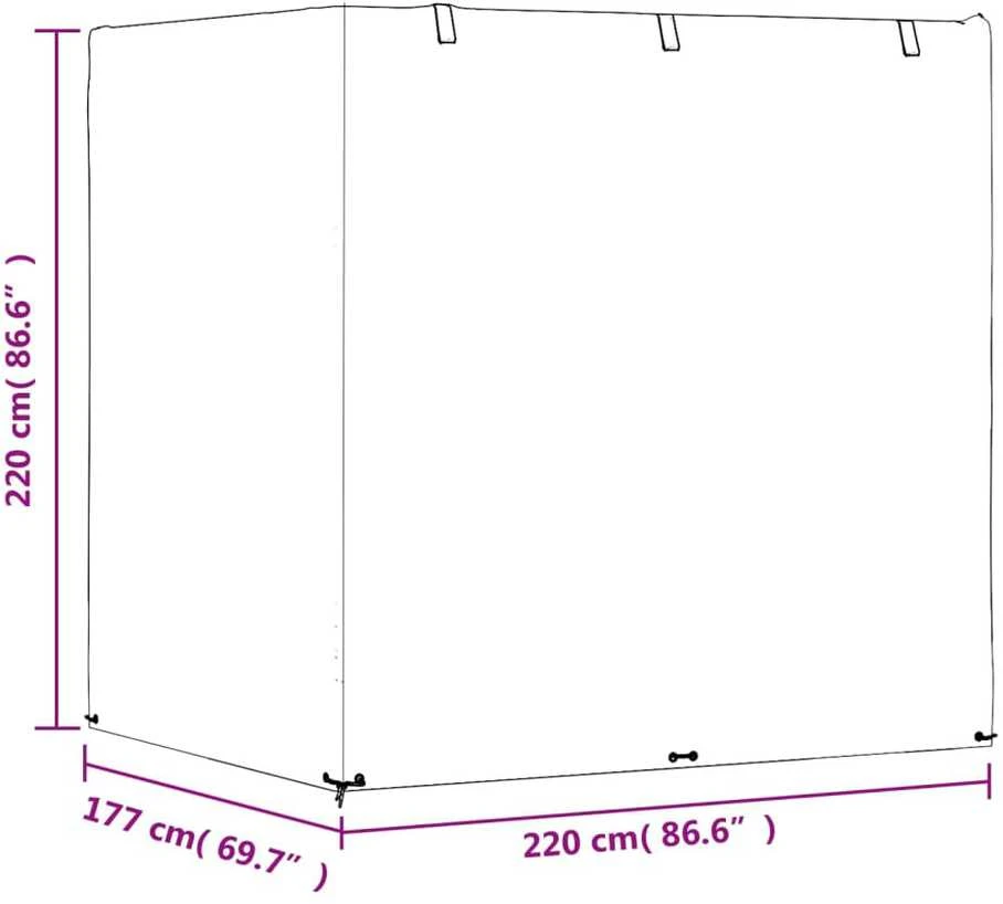 Supamų suoliukų uždangalai, 2vnt., 220x177x220cm, polietilenas