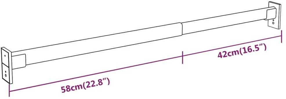 Teleskopiniai spintos skersiniai, 2vnt., sidabriniai, 58–100cm